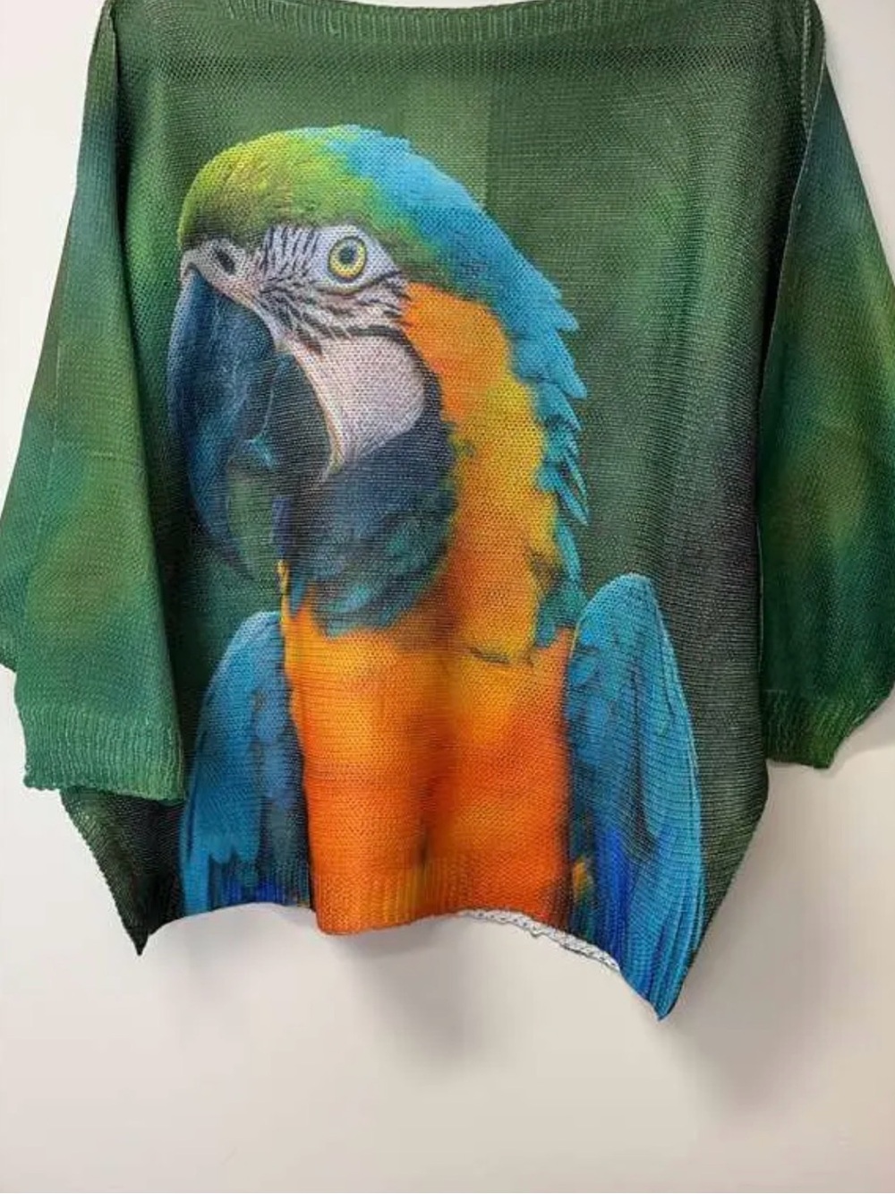 Italian Viscose Blend Macaw Parrot Print Pet Bird Sweater